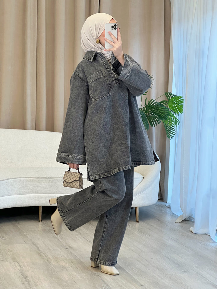 Lale Jeans Set in Grau