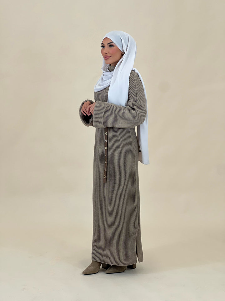 Serena Oversized Pulloverkleid in Taupe