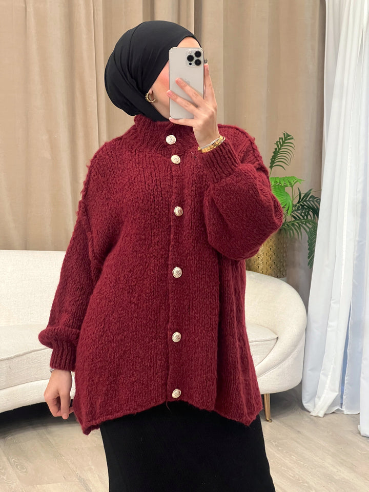Lilly Oversized Cardigan in Bordeaux