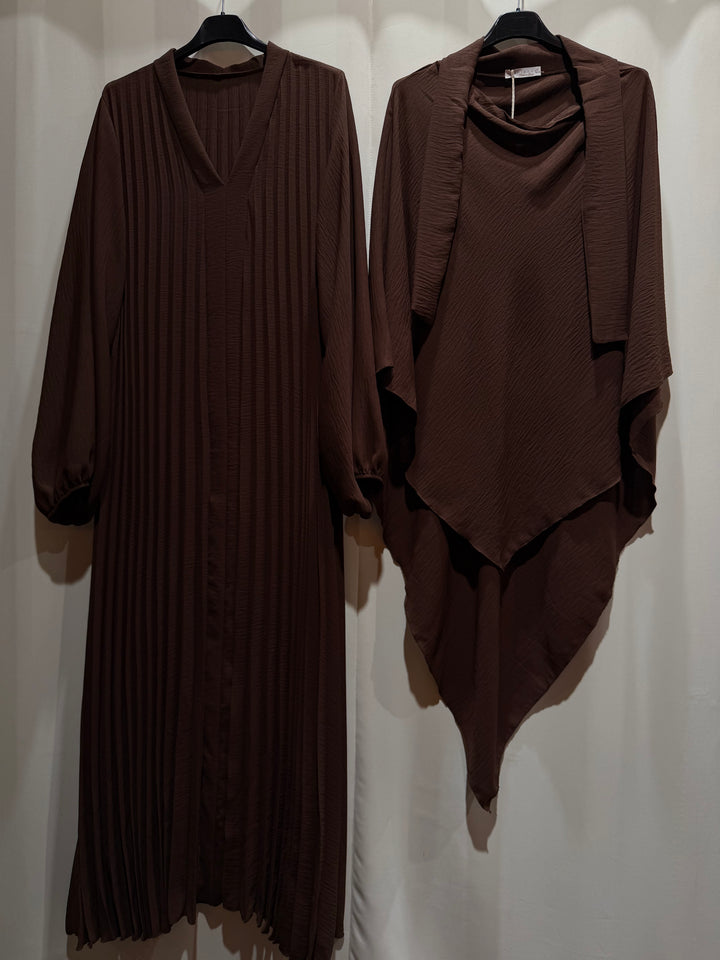 Layali Plissee Abaya 2-Teiler