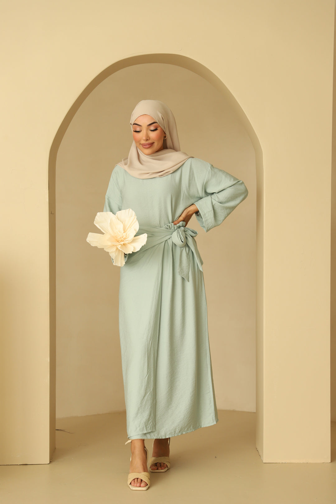 Lulu Leinen Set in Wickeloptik in Mint