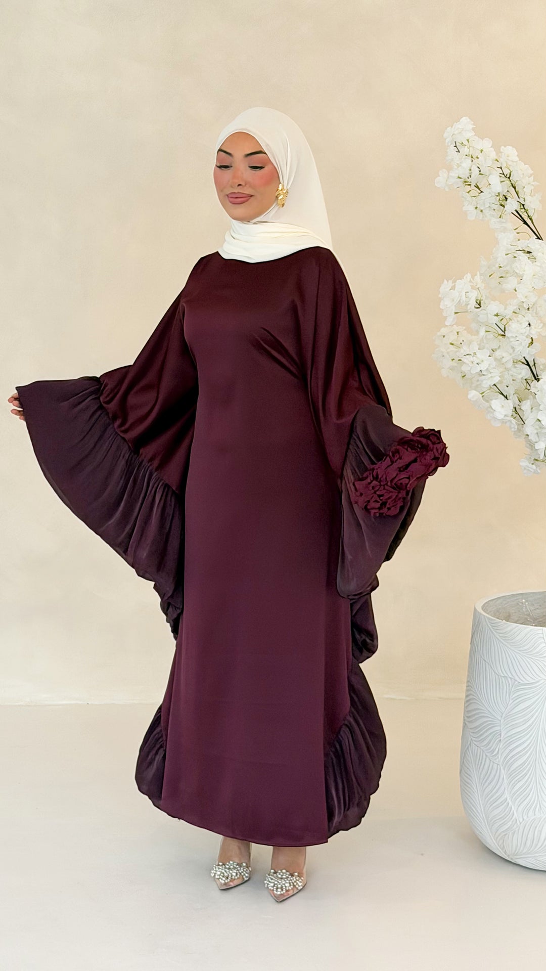 Butterfly Satin Abaya