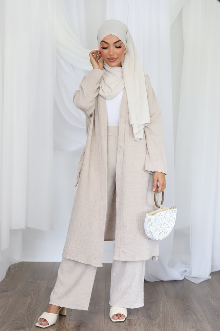 Luna Musselin Zweiteiler in Beige