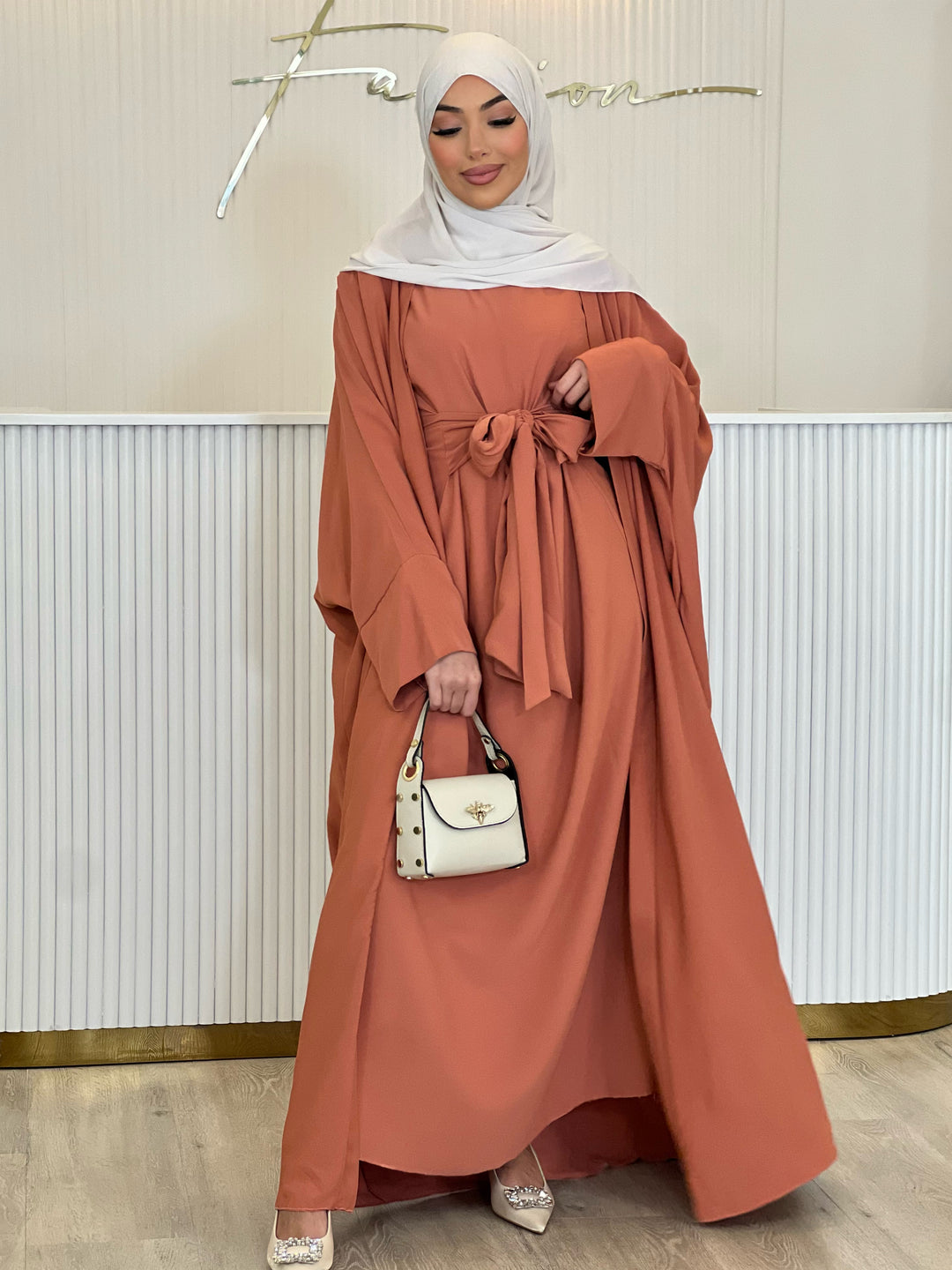 Doha Abaya Kimono Set in Lachs