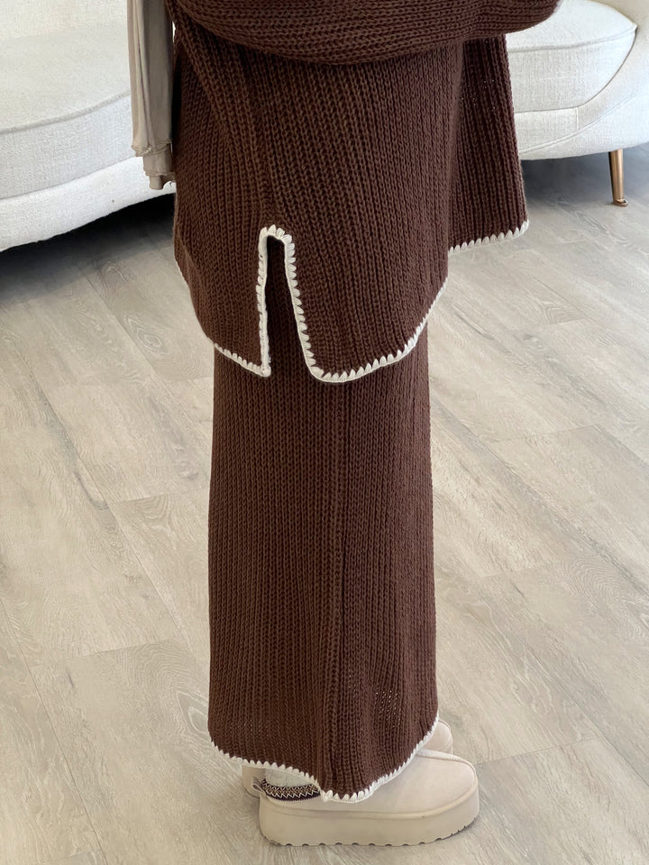 Pearl Strickset in Brown