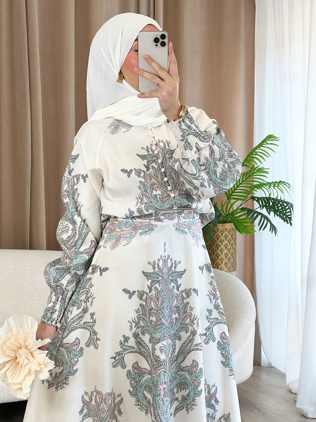 Tokio Set mit Muster in Creme