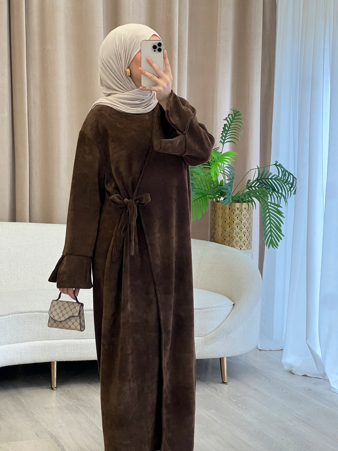 Rania Cord Abaya in Braun