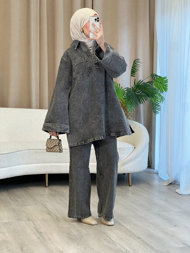 Lale Jeans Set in Grau