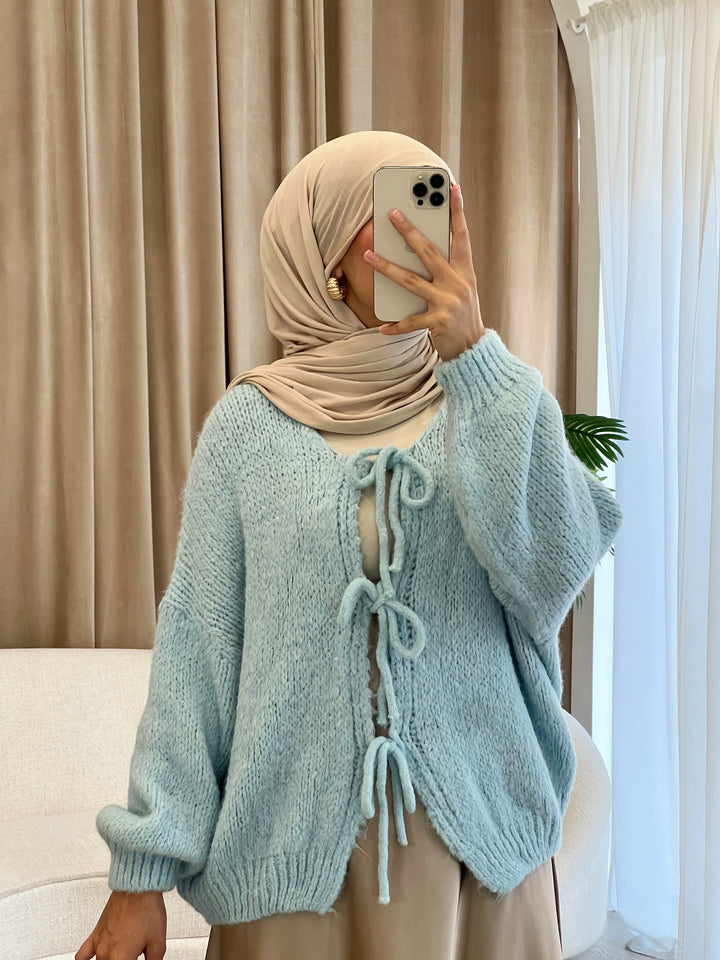 Almila Cardigan mit Schleifen in Blue
