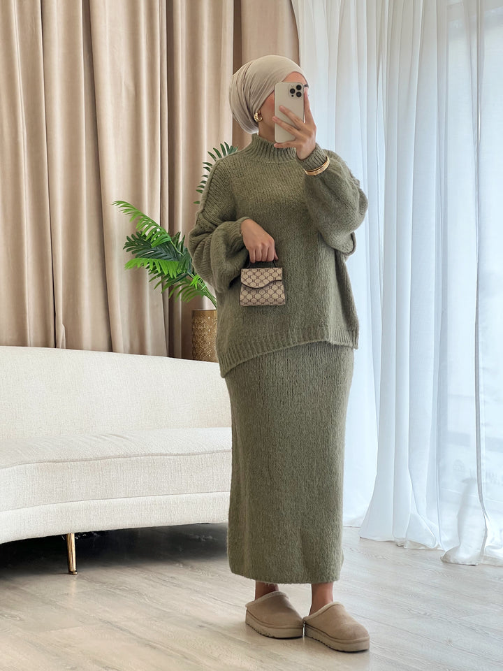Nala Woll-Set in Olive