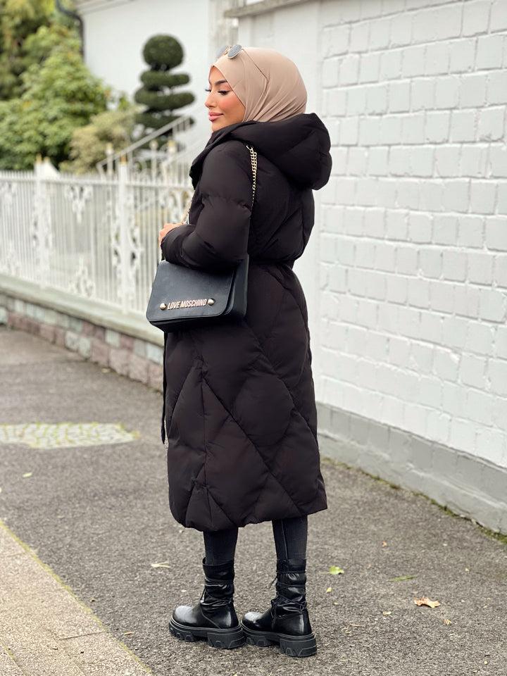 Stormi Parka mit Gürtel in Schwarz