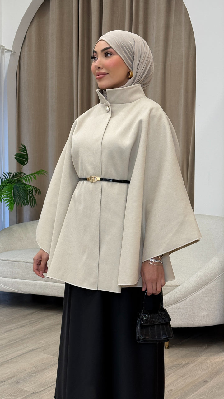 Kamila Cape mit Gürtel in Beige