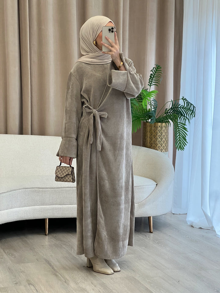 Rania Cord Abaya in Taupe