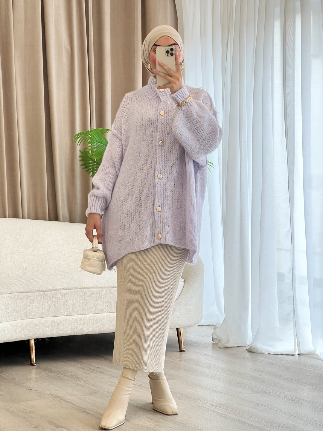 Lilly Oversized Cardigan in Lavendel