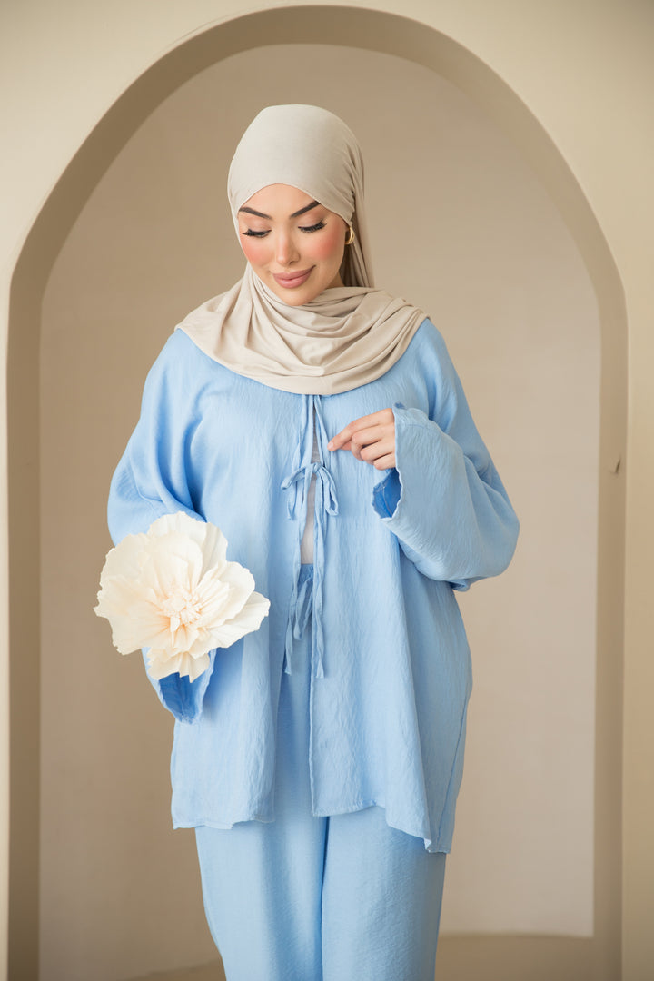 Senay Set mit Schnürungen in Blau