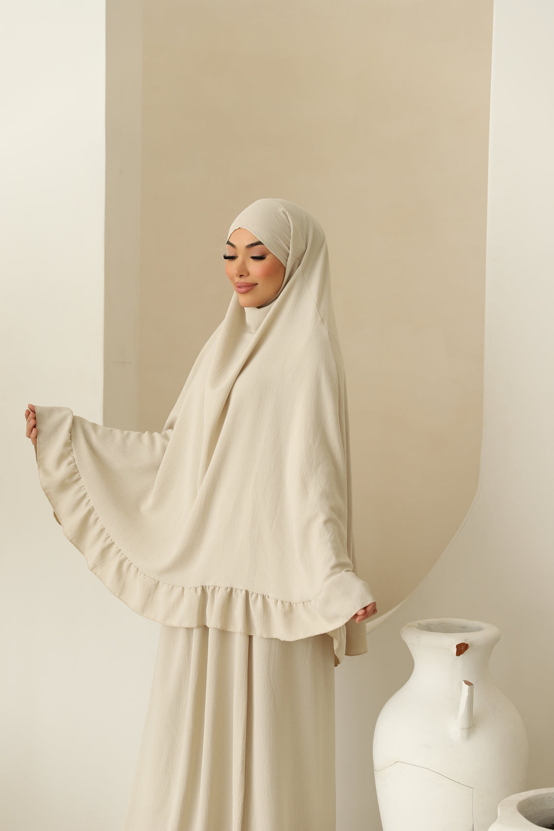 Amela Abaya Set in Beige