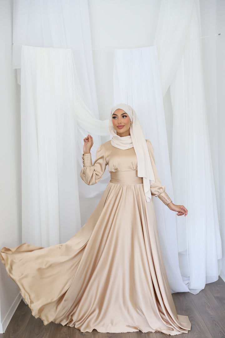 Rose Satin Kleid in Gold