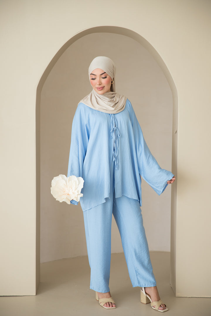 Senay Set mit Schnürungen in Blau