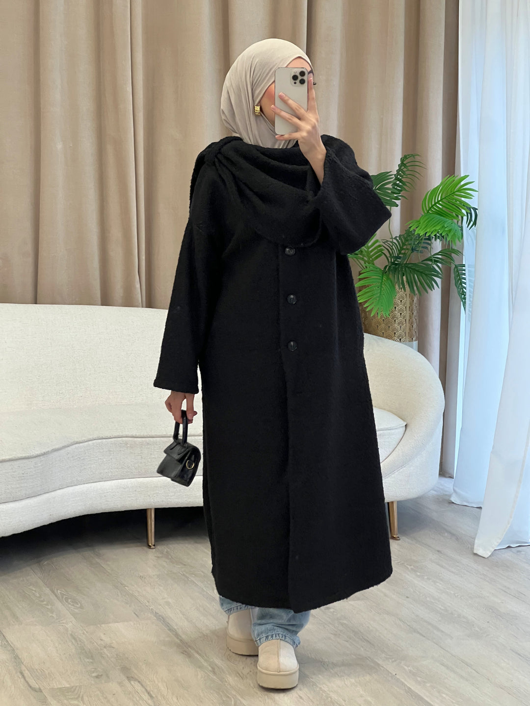 Bell Teddy Long Mantel mit integriertem Schal