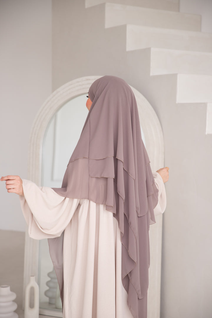 Floral Noor Khimar 3-Lagig in Taupe
