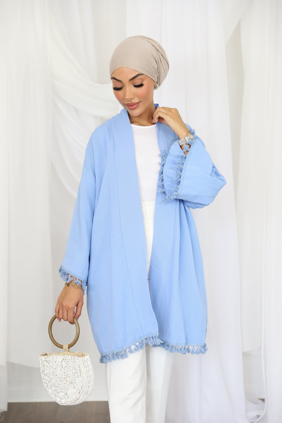 Molly PomPom Kimono in Blau