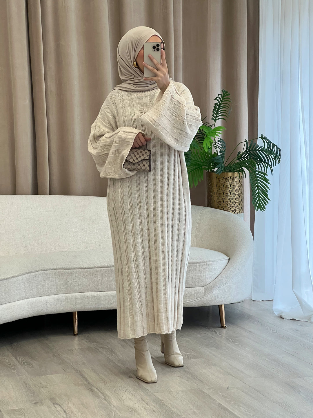 Aurelia Strickkleid in Beige