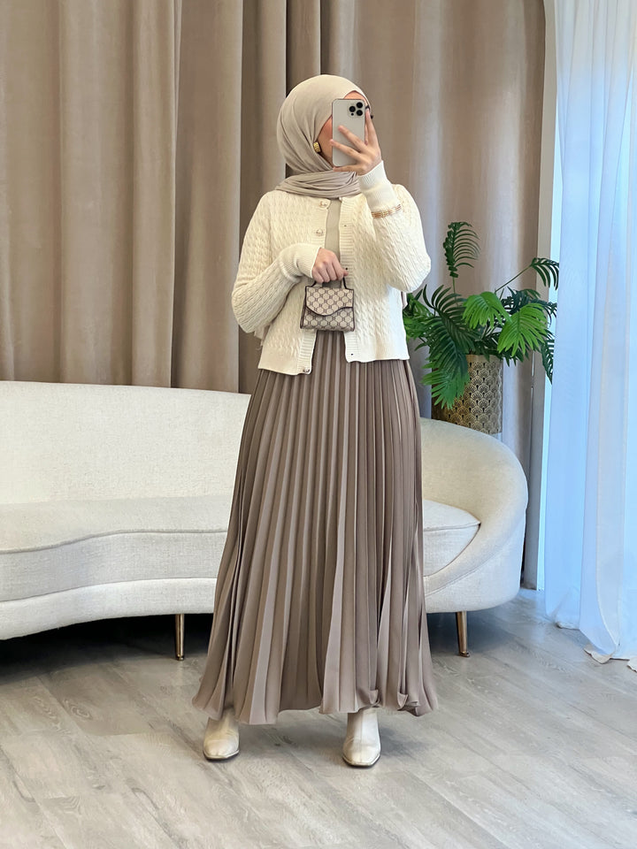 Rosé Plissee Rock in Taupe