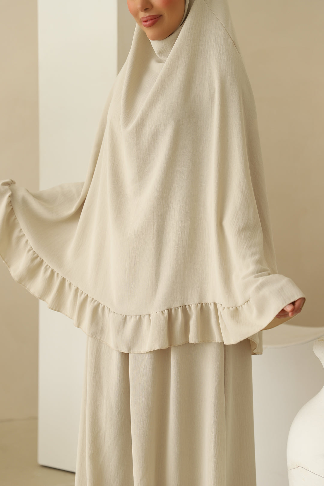 Amela Abaya Set in Beige