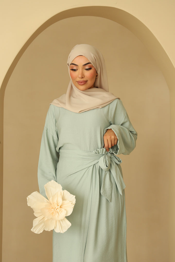Lulu Leinen Set in Wickeloptik in Mint