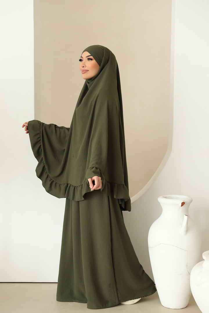 Amela Abaya Set in Khaki