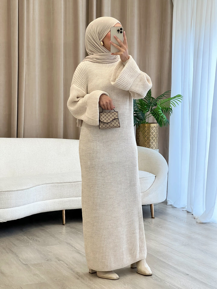 Viva Strick-Pulloverkleid in Beige