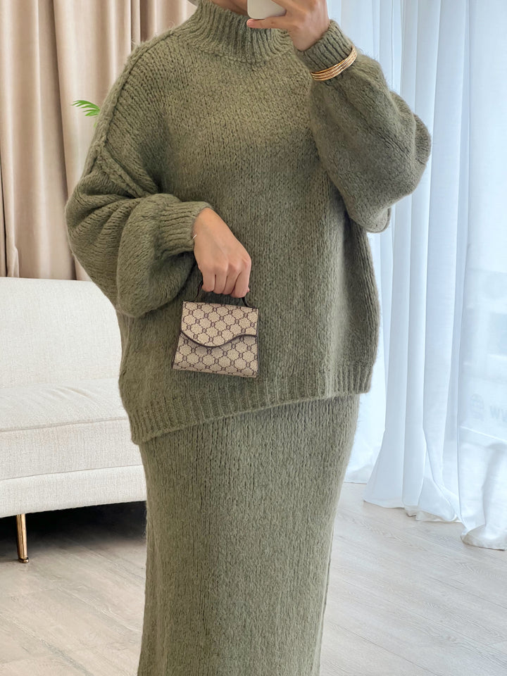 Nala Woll-Set in Olive