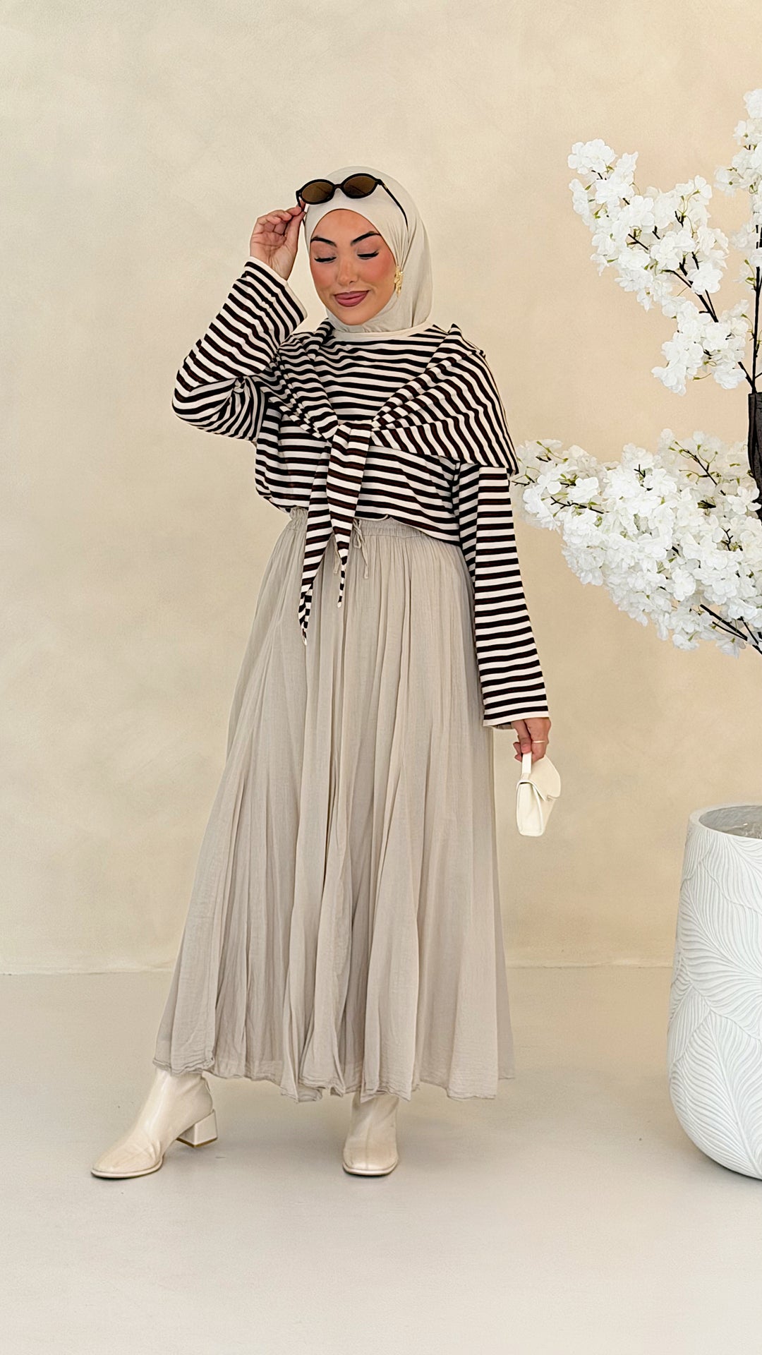 Ari Striped Oberteil mit Styling-Tuch