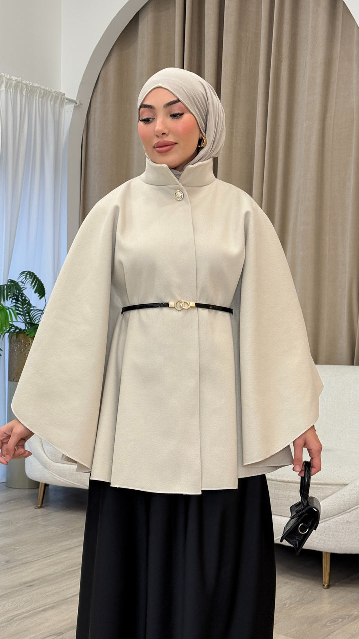 Kamila Cape mit Gürtel in Beige