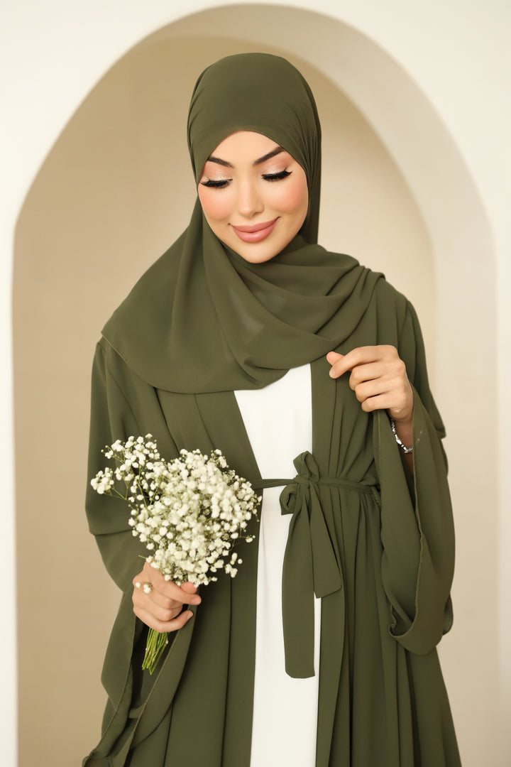 Yara Kimono Set mit Raffungen in Khaki