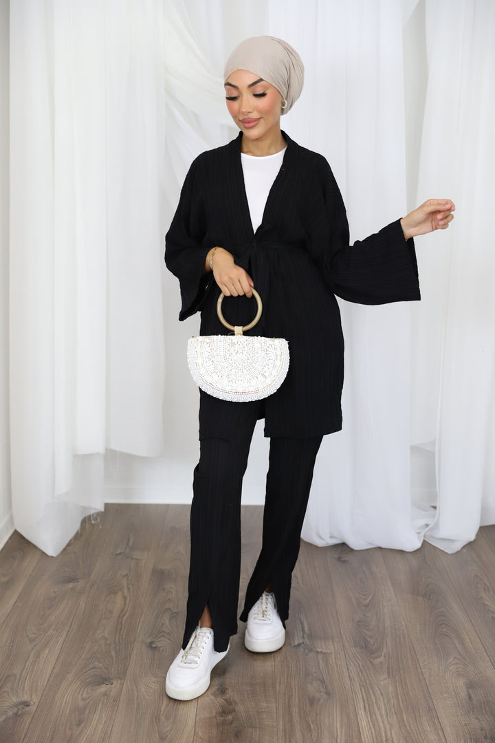 Gofree Kimono Zweiteiler in Schwarz