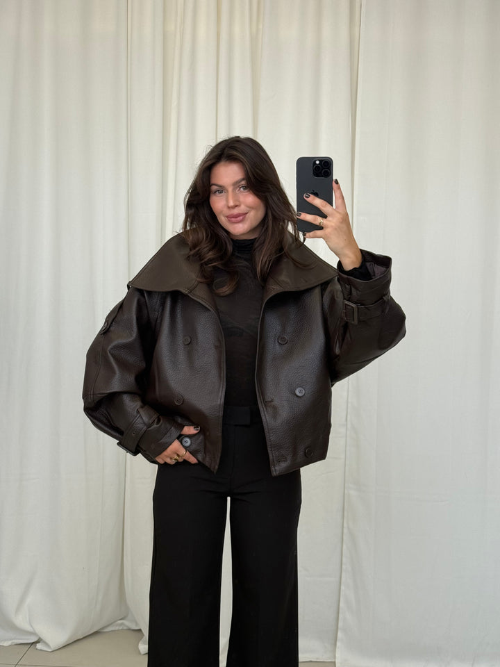 Saphira Oversized Leder Jacke