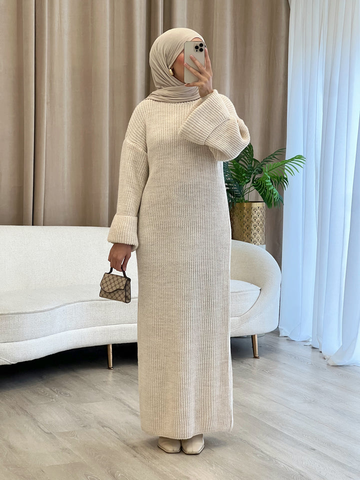 Viva Strick-Pulloverkleid in Beige