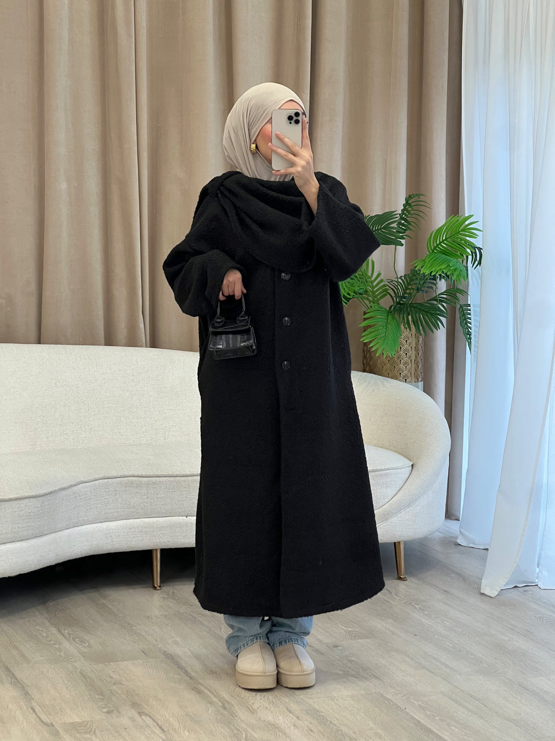 Bell Teddy Long Mantel mit integriertem Schal