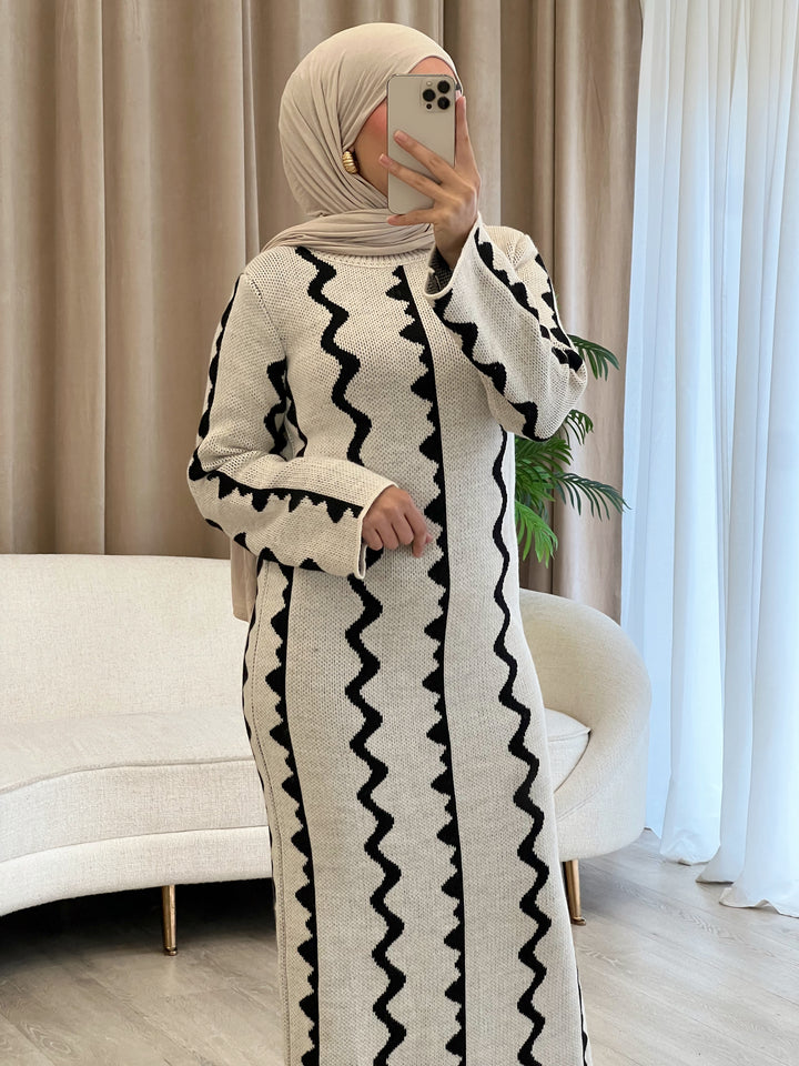 Sera Strickleid mit Muster in Beige