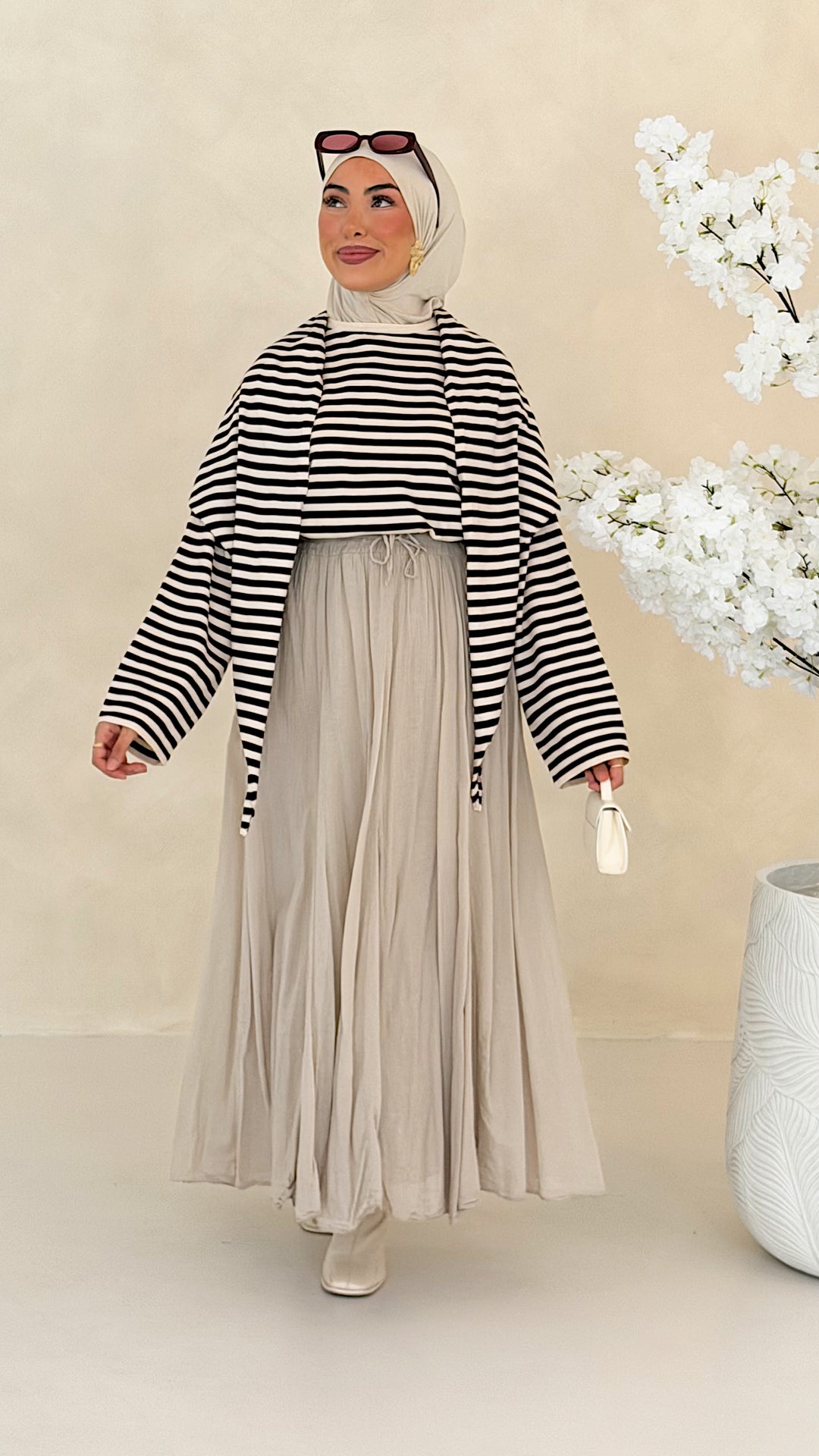 Ari Striped Oberteil mit Styling-Tuch