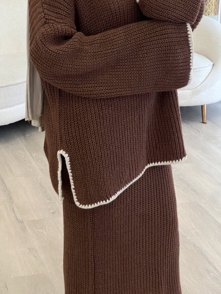 Pearl Strickset in Brown