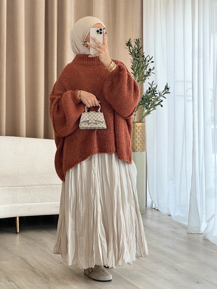 Vivi Oversized Pullover in Rostrot