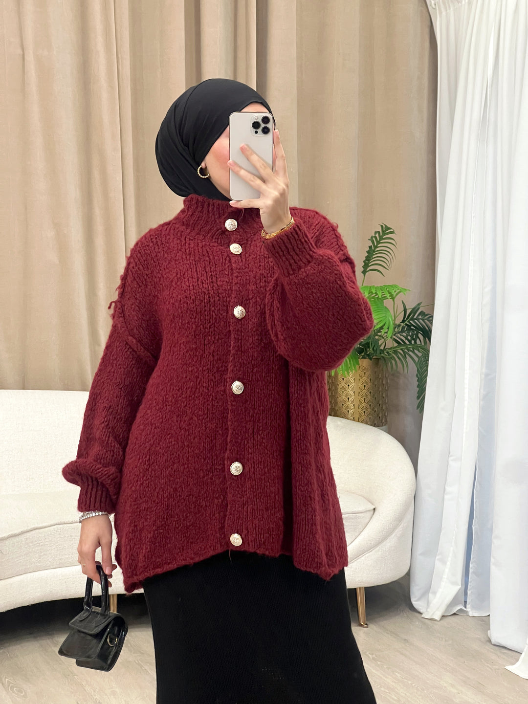 Lilly Oversized Cardigan in Bordeaux