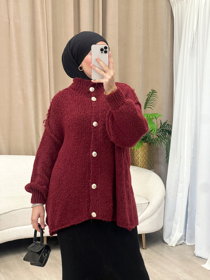 Lilly Oversized Cardigan in Bordeaux