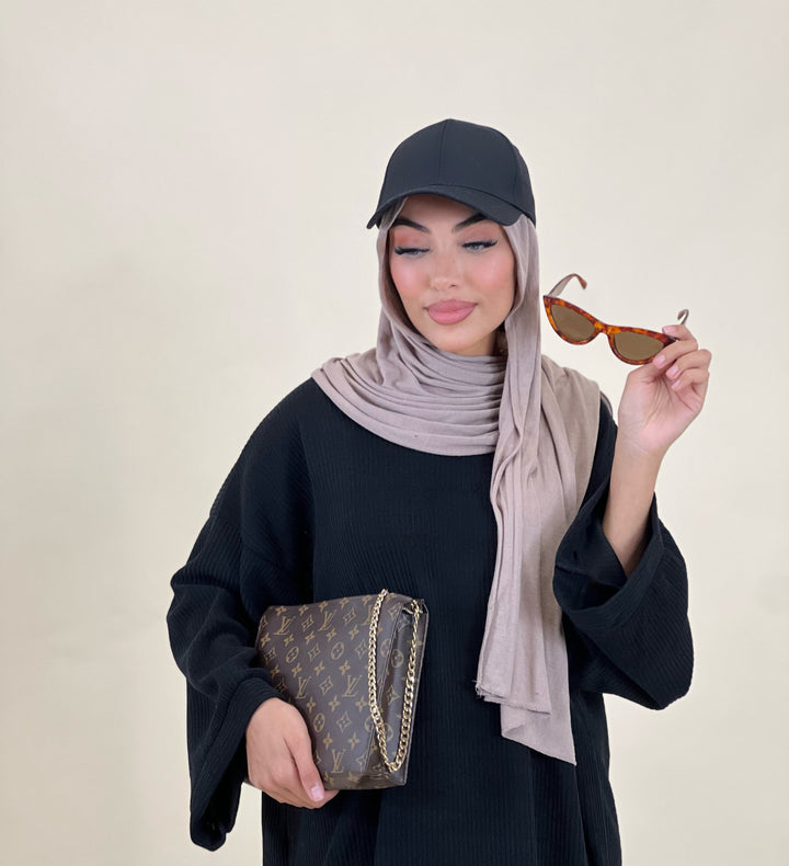 Farah Cord Abaya in Schwarz