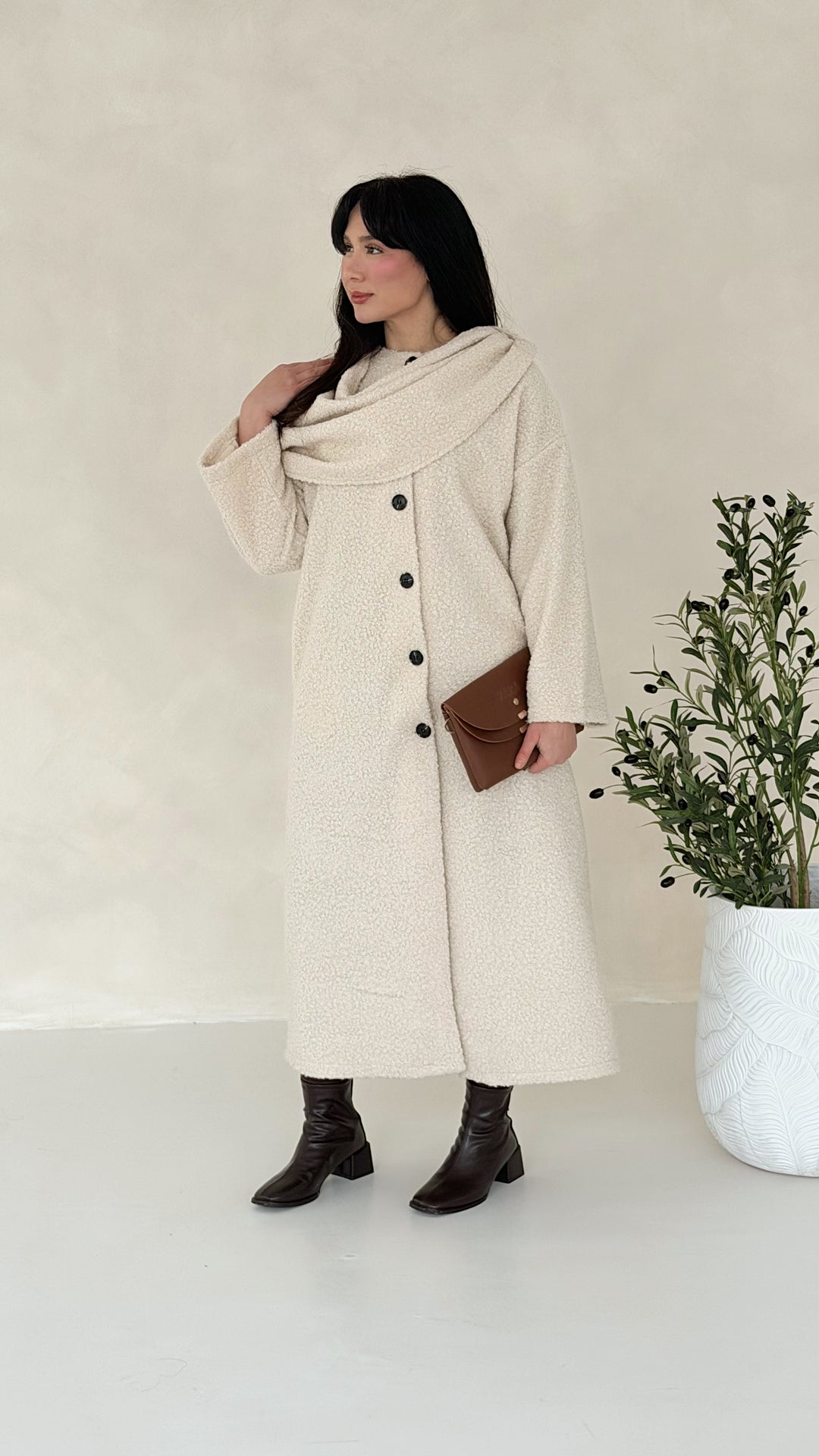 Bell Teddy Long Mantel mit integriertem Schal