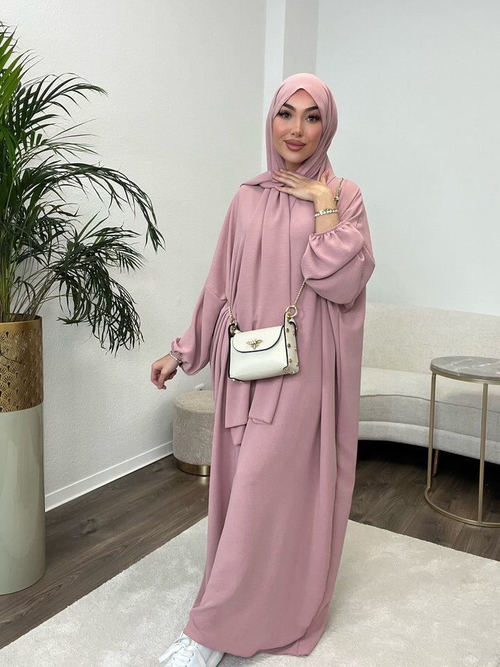 Coco Abaya mit integriertem Hijab in Altrosa