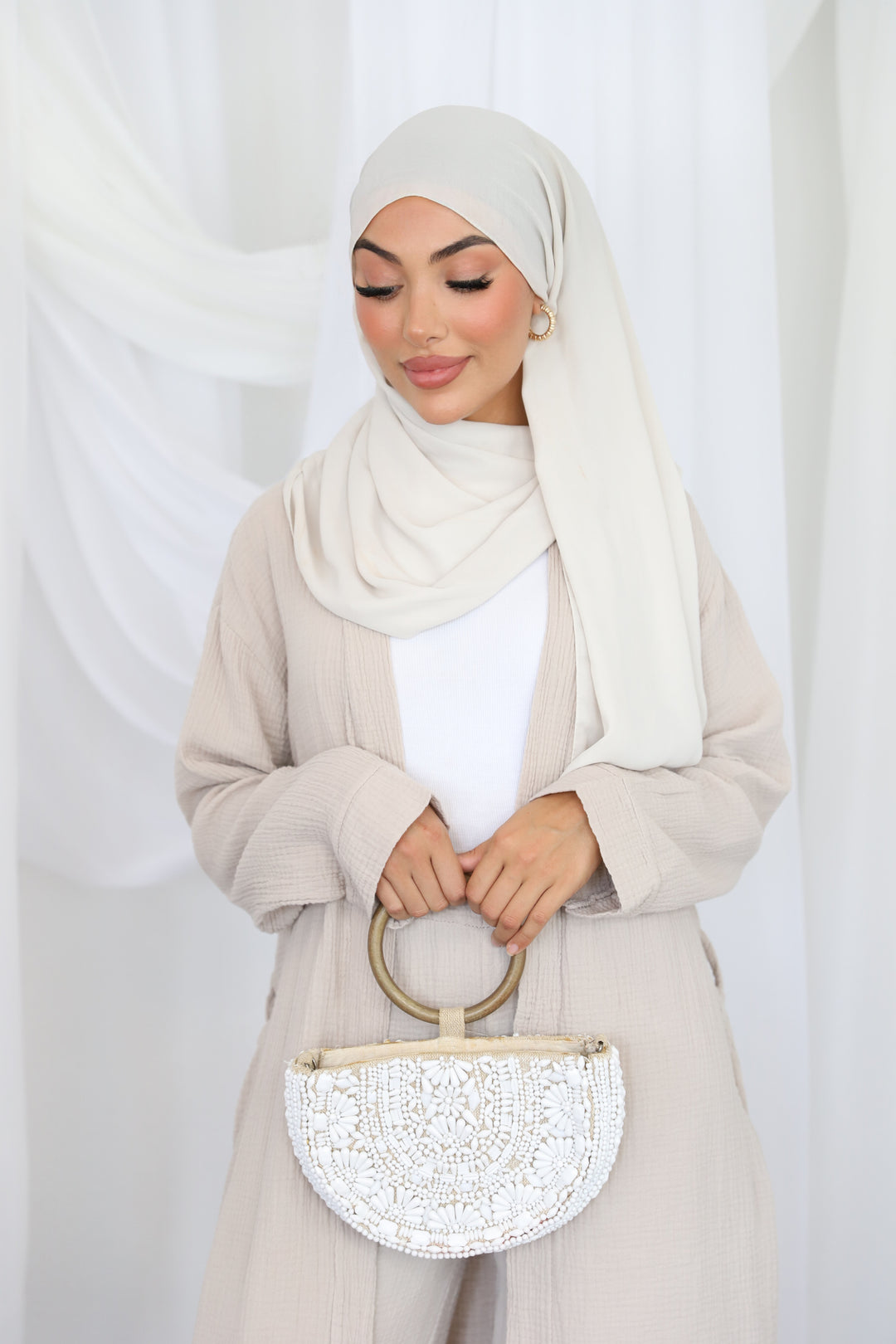 Luna Musselin Zweiteiler in Beige