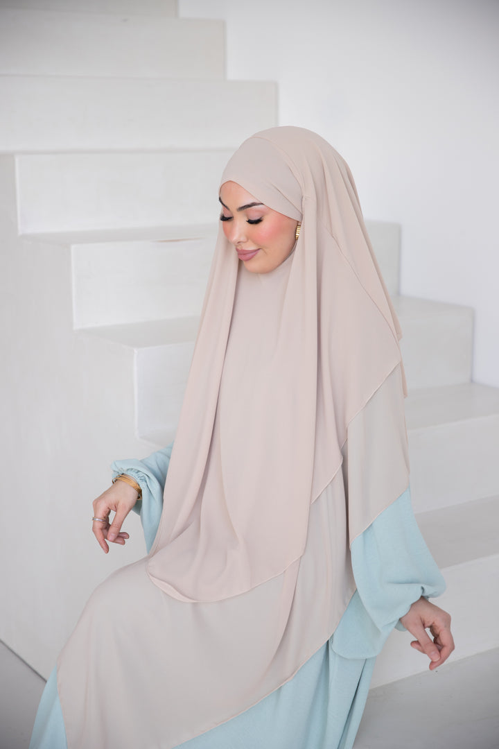 Floral Noor Khimar 3-Lagig in Beige
